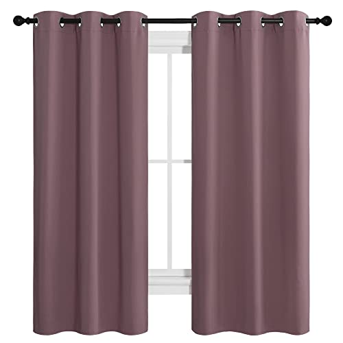 Image of NICETOWN Dry Rose Room Darkening Curtains for Kitchen, Set of 2, 42 inches Wide by 68 inches Long, Window Treatment Thermal Insulated Solid Grommet Room Darkening Curtains /Drapes for Bedroom