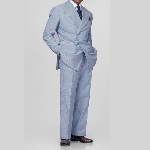 Premium Mens Striped Seersucker Suit Grooms Sear Sucker Summer Suit for Wedding Custom4