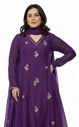 Image of KLOSIA Women Embroidery Solid Anarkali Kurta and Pant Set with Dupatta