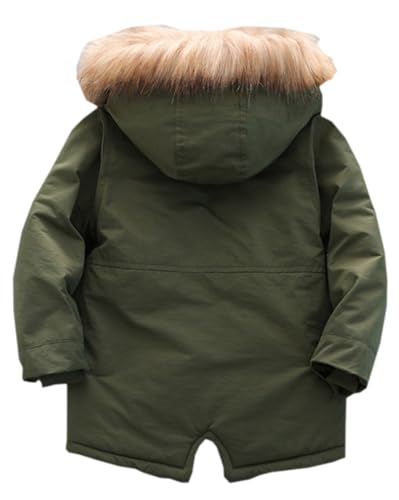 Cromoncent Boys' Winter Coat Sherpa Parka Jacket with Faux Fur Hood2