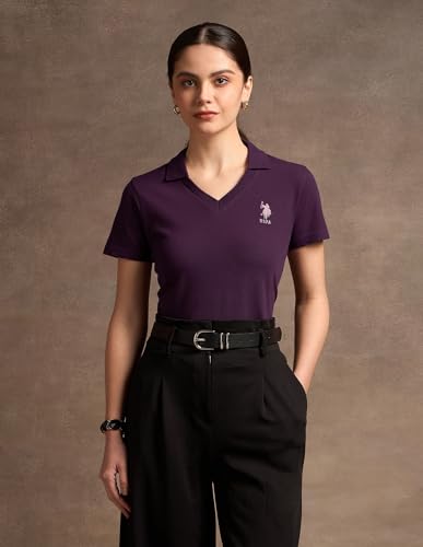 Image of U.S. Polo ASSN. Women's Cotton Regular Fit Solid Polo Shirt