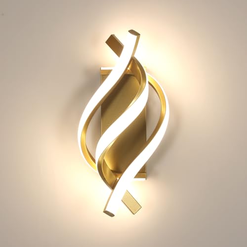 Comely Lampada da Parete LED, 22W 2500LM Oro Applique da Parete Interno Moderno, Lampada a Muro per Camera da Letto Soggiorno Corridoio Luce Neutra 4500k