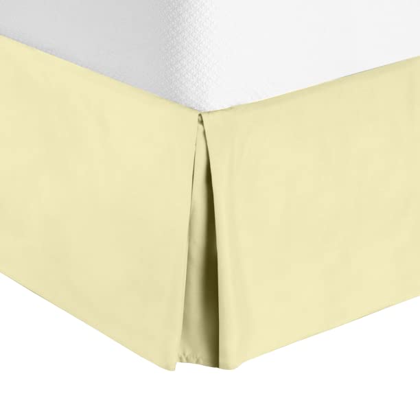 Omnegon Pleated Bed Skirt for King Size Bed, 100% Cotton Blend 12” inch Tailored Drop Dust Ruffle, Covers Bed Legs and Frame - Ivory
