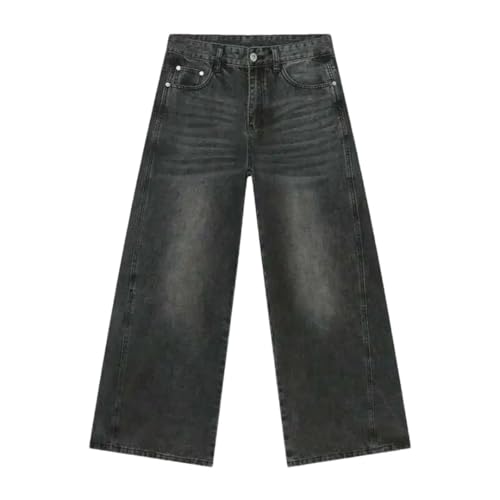 Men's Denim Pants Solid Color Korean Style Washing Straight Wide Leg Mopping Trousers