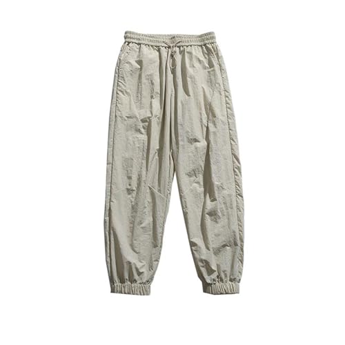 Men's Pants Ice Silk Casual Summer Thin Loose Cuffed Trouser for Men