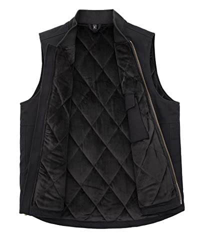 Image of ZENTHACE Mens Quilted Lined Duck Canvas Work Vest,Brass Zip Up