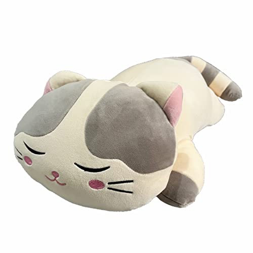 TOWSIX Soft Cat Animal Pillow Cute Big Hugging Pillow Stuffed Kitten Throw Pillow Baby Kids Sleeping Pillow Kitty Stuffed Toy Cuddle Stuffed Animal Gift for Adult Girlfriend 23.5â€ (Gray)
