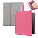 7 Kindle Oasis (第3世代、2019年)用ケース、ウルトラクリアソフトライト透明TPUバックカバー、ハンドストラップ付き、自動ウェイク/スリープ、ラズベリー。