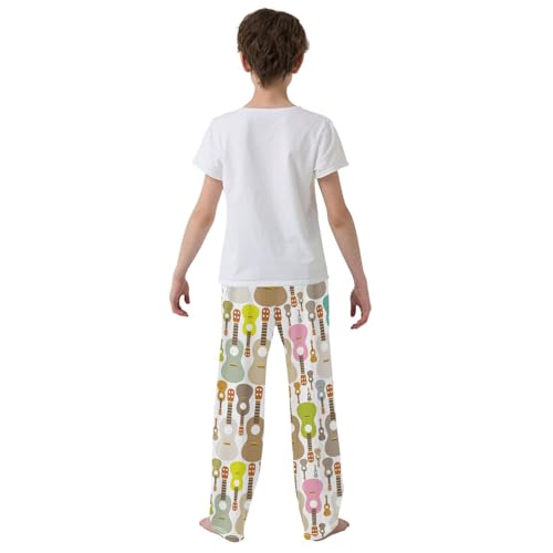ZZXXB Guitars Pattern Boys Long Pants Soft Trousers Elastic Waist Kids Lounge Bottoms with Pockets S-XL3