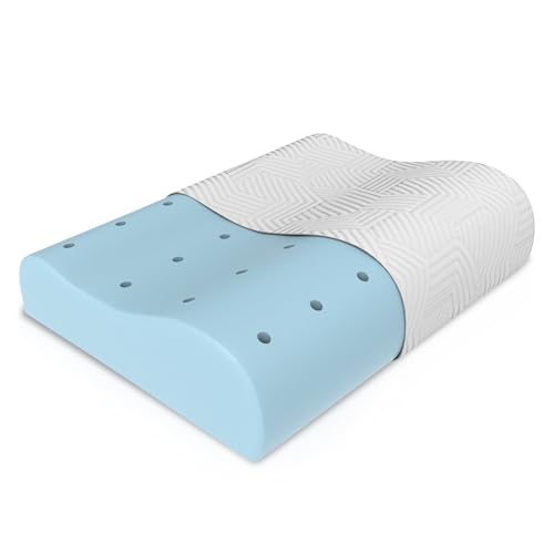 Image of Orista Advance Gel Blended Contour Memory Foam Pillow | 2 Year Warranty |Orthopedic Neck & Shoulder Support Pillow for Sleeping | Improves Posture & Spinal Alignment | 19 x 11 x 3.5 Inch | Set of 1