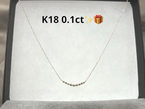 新品リュールネックレスK18 0.1ctダイヤモンドラインネックレススマイル ネックレス ダイヤモンド 0.1ct スマイル ライン K18 ゴールド