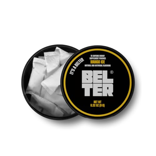 Image of BELTER - Mango Ice - Caffeine Pouches - 15 Count - Fast-Acting - Zero-Calorie Energy Boost - 96mg Caffeine Per Pouch - Ideal for Sports, Gym, Gaming, & Work