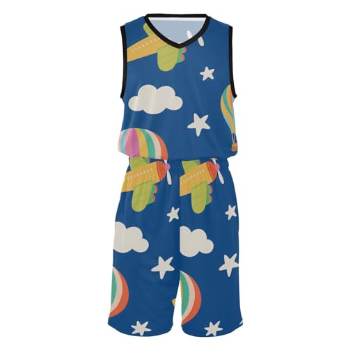 Ensemble maillot et short de basket-ball motifs avions imprimés légers