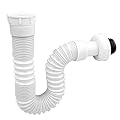 Fousenuk Sifone Lavabo Bagno, Tubo Scarico Lavandino Flessibile, Scarico da Cucina Lavello Universale, Tubo di Scarico a Sifonato Plastica per Fognature, Estensibile da 300 a 730 mm