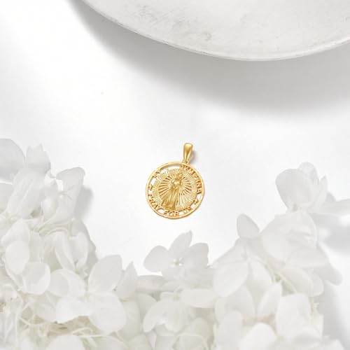 KECHO 14K Real Gold Patron Saint Necklace Religious Protection Pendant 14K Solid Gold Jewelry Gifts for Men Women2