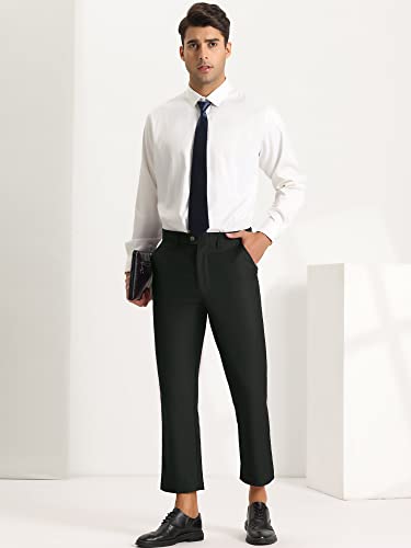Lars Amadeus Men's Formal Cropped Pants Solid Color Flat Front Skinny Dress Trousers4