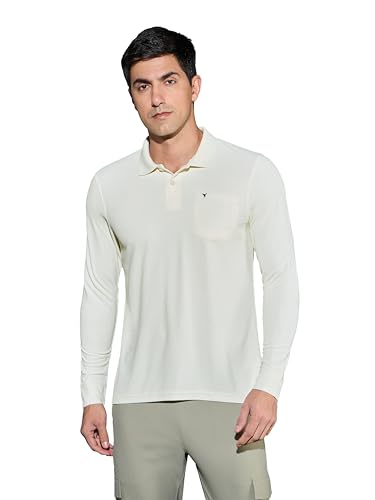 Image of TECHNOSPORT Men Polyester Slim Fit Polo Neck Full Sleeve Matpiq T-Shirt with Patch Pocket for Regular Use
