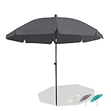 【Flexible Einstellung】: Die obere Stange ist mit einer Neigungsachse ausgestattet, die für einen besseren Schattierungseffekt um 30 Grad geneigt werden kann. Mit Hilfe des soliden Rotationsgelenks können Sie die Sonnenschutzposition des Sonnenschirms leicht anpassen, damit Sie sich immer im Schatten befinden.