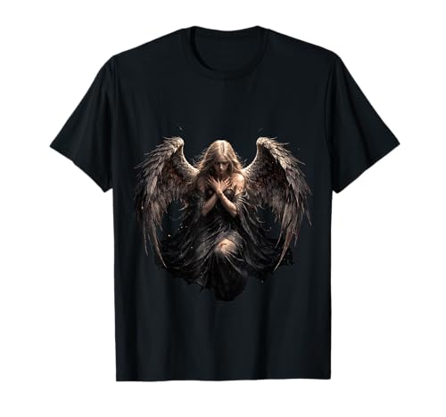 Image of Fallen Angel Wings Illustration | Dark Gothic Art T-Shirt