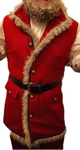 The Christmas Chronicles Santa Claus Red Leather Fur Vest UniSex 2XS-4XL