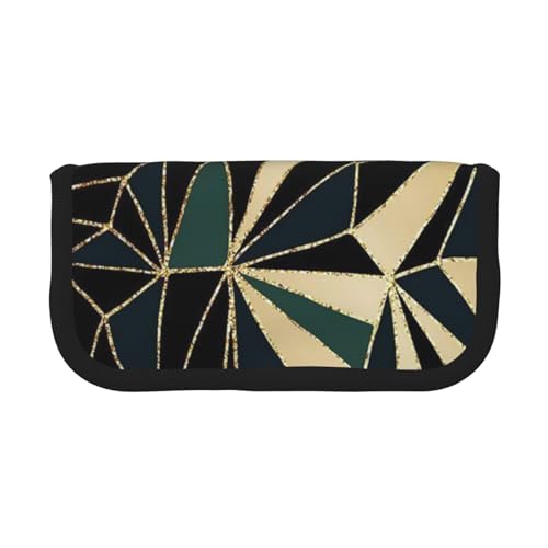 Nuovo motivo geometrico Art Déco smeraldo e Astuccio per matite per in per penne a matita di grande capacità tela verde oro