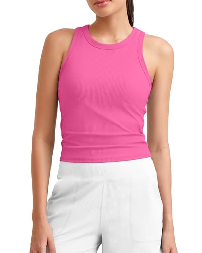 Image of G4Free Workout Tank Tops for Women Slim Fitted Racerback Ribbed Athletic Gym Yoga Tanks Summer Casual