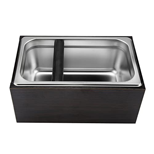 Nikou Caja de acero inoxidable para café con asa, contenedor de residuos de café molido, cubo de basura de café, 15 x 10 cm, fácil de limpiar, cocina Accory