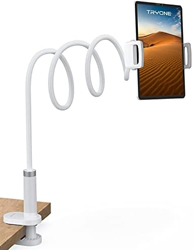 TRYONE Gooseneck Tablet Holder Stand for Bed Adjustable Long 39.4inch Flexible Lazy Arm Tablets Mount Compatible with iPad Pro Air Mini | Galaxy Tab | Kindle Fire | Switch or Other 4.7-12.9" Device
