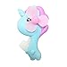 Toyvian 2 unids creativo unicornio dibujos animados mano ventilador prensa portátil mini ventilador plástico niños juguete (azul cielo+ morado, 1 pieza/cada uno)