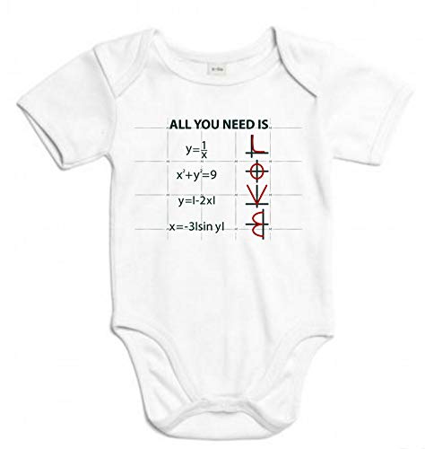 the Fan Tee Body de NIÑOS Divertidas All You Need is Love Amor Matematicas 18Meses