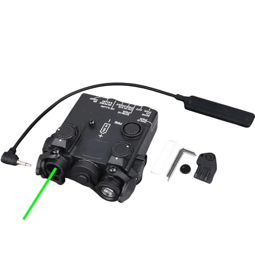 HATSEN Nylon DL-A2 Box Aiming Laser Sights(with Green Laser+IR Laser+Flashlight+Laser Mount Base),& Modular Remote Pressure Switch Combo,Black