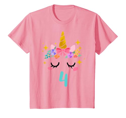 Kinder Einhorn Geburtstagsshirt 4 Jahre Mädchen 4. Geburtstag T-Shirt