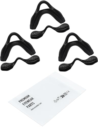 Image of 3 Pairs Ultra Soft Silicone Sunglass Nose Pads for Oakley EV Zero Path OO9308 /EV Zero Pitch OO9383 /EV Zero Range OO9327, Push-in Anti-Slip Glasses Nose Piece Replacement Kit Black