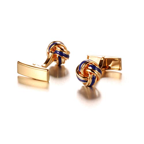 Mancuernillas para hombre KnBoB nudo retorcido dorado miniatura 4
