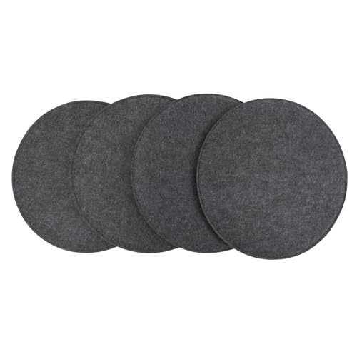 CB Home & Style Filz Sitzkissen Stuhlkissen Polster Auflage Kissen 4er Pack rund oder eckig (Dunkelgrau, Rund - ø35cm)