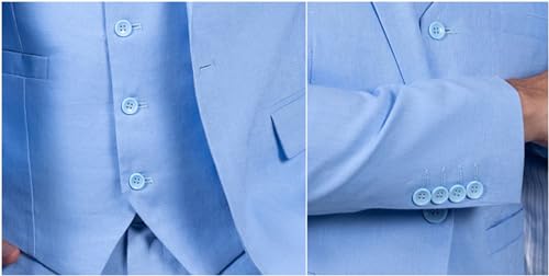 SOLOVEDRESS Men's 3 Piece Linen Suits Set Regular Fit Casual Groomsmen Tuxedo Blazer Jacket and Pants for Wedding and Prom3