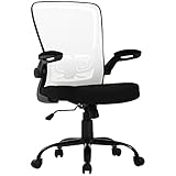 HCB Office Chair Mesh Desk Chair Ergonomic Computer Chair with Lumbar Support Flip Up Armrest Mid Back 360° Rolling Swivel Adjustable Height Meeting Chairs (Black)
