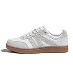 Damen Klassische Retro Sneaker mit Gummisohle - Modische Leder-Freizeitschuhe für Tennis und Skateboarden, rutschfeste Turnschuhe