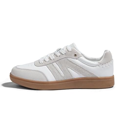 Damen Klassische Retro Sneaker mit Gummisohle – Modische Leder-Freizeitschuhe für Tennis und Skateboarden, rutschfeste Turnschuhe