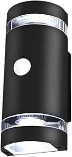 GARLLEN Outdoor Wall Lights with PIR Motion Sensor, Up Down LED Wall Light Cool White, 10W Aluminum Outside Wall Lights IP65 Waterproof for Front Door, Patio, Porch, Garage