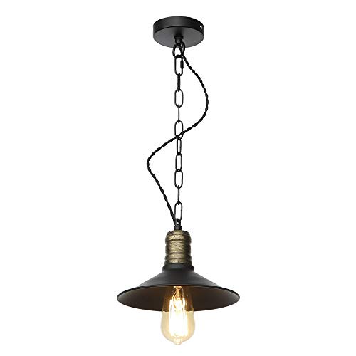 Suspension industrielle noire E26 E27 pour luminaire de cuisine et déco loft