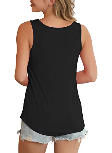 Feiersi Women's Summer Sleeveless Criss Cross Casual Tank Tops Basic Blouse Black X-Large