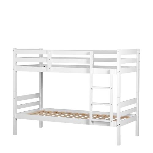 Buyqualia - Litera de Madera Color Blanco Abierto 154x104x199 cm | Cama Doble Compacta con Diseño Clásico para Niños y Adultos | Estructura de Pino Macizo Resistente