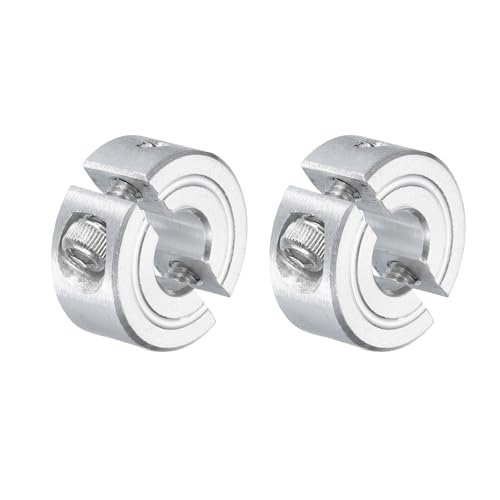 uxcell 2Pcs Double Split Clamp-On Shaft Collar 1/4" Bore, Aluminum Alloy