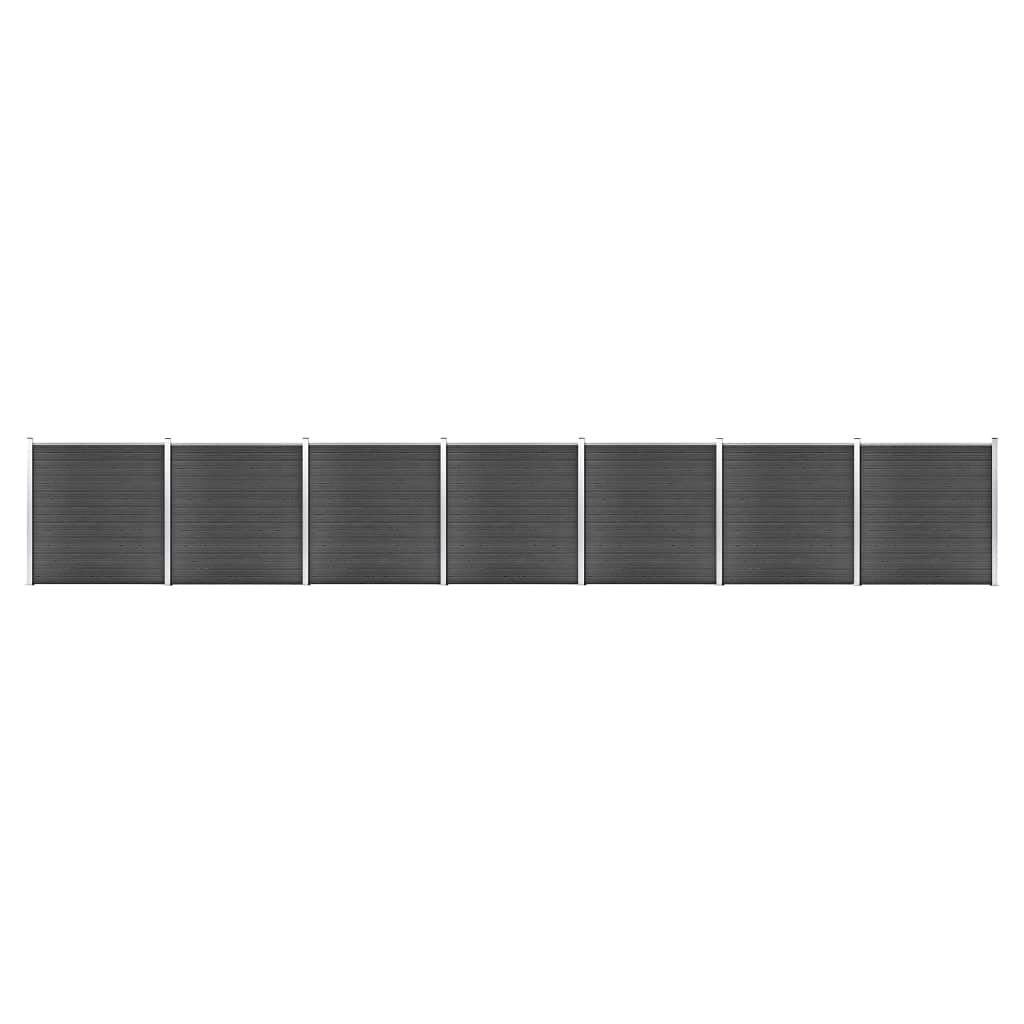 vidaXL Set Pannelli di Recinzione in WPC 1218x186 cm Nero