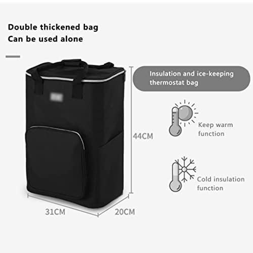 WLKINF Universal-Trolley zum Ziehen, Einkaufen, Zuhause, tragbar, geräuschlos, Einkaufstrolley, doppelt, wasserdicht… – Bild 6