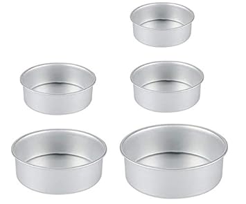 Wonder Bakers Aluminum Round Cake Tin Pan Mould 6, 7, 8, 9 and 10-inch Set of 5