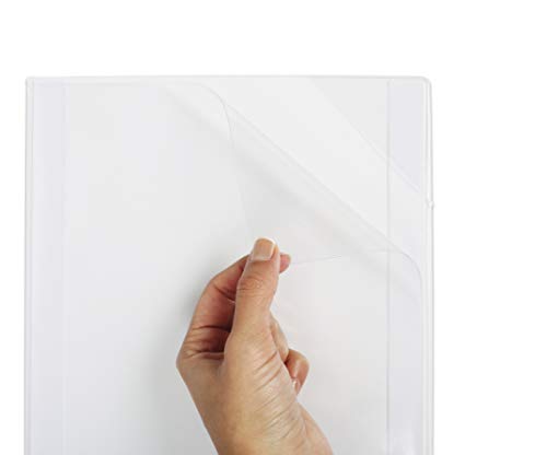 Djois, 194773 - Klebetasche, repositionierbar, A4, transparent, 5 Stück, Easy Load Ecke, blendfrei, smarte Präsentation, organisierte Dokumente, Glasoberfläche, Einfache Handhabung