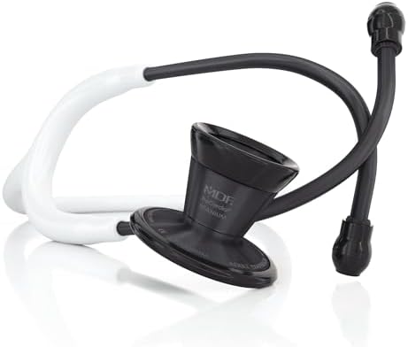MDF Titanium Cardiology Lightweight Stethoscope, Black - White