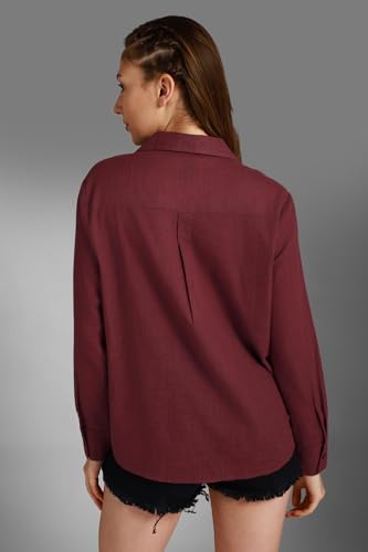 Image of High Star Women's Classic Oversized Spread Collar Long Sleeves Cotton Casual Shirt